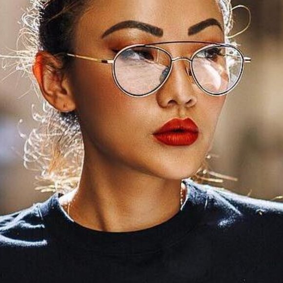 Thom Browne TB109-CGLDNVY53 Aviator Eyeglasses 53mm – Gold/Navy - Picture 2 of 9